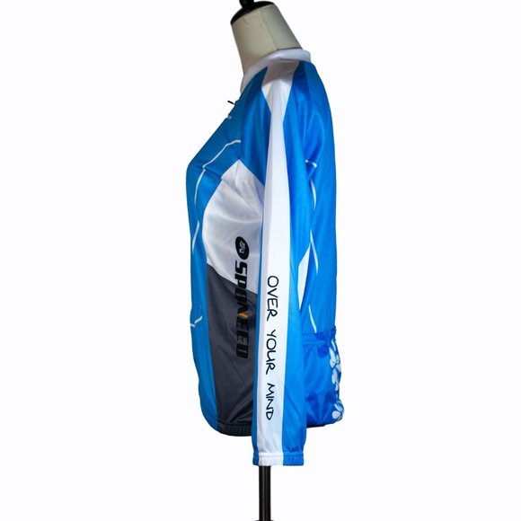 Sponeed Women's Cycling Long Sleeve Jersey Blue White Three Pockets Back Size M - Picture 3 of 14